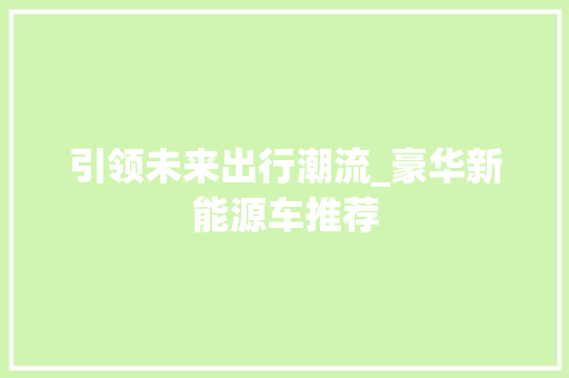 引领未来出行潮流_豪华新能源车推荐