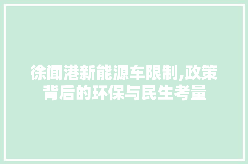 徐闻港新能源车限制,政策背后的环保与民生考量