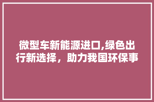 微型车新能源进口,绿色出行新选择，助力我国环保事业