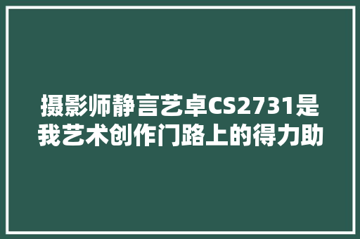 摄影师静言艺卓CS2731是我艺术创作门路上的得力助手