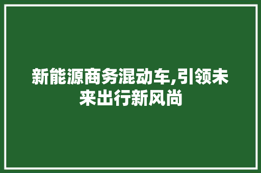 新能源商务混动车,引领未来出行新风尚