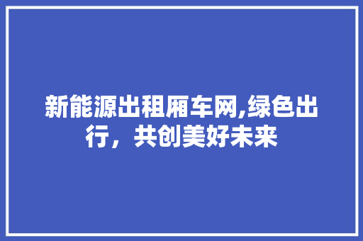 新能源出租厢车网,绿色出行，共创美好未来