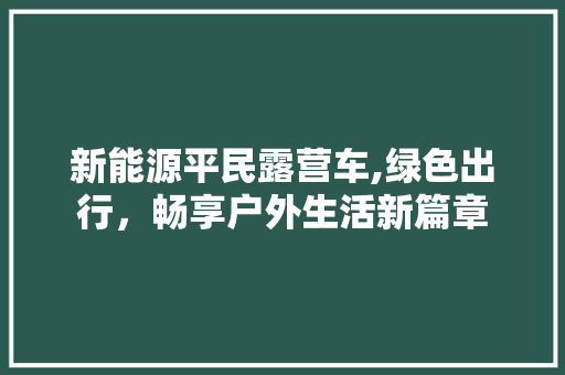 新能源平民露营车,绿色出行，畅享户外生活新篇章
