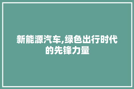 新能源汽车,绿色出行时代的先锋力量