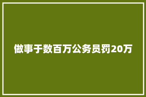 做事于数百万公务员罚20万 汽车知识
