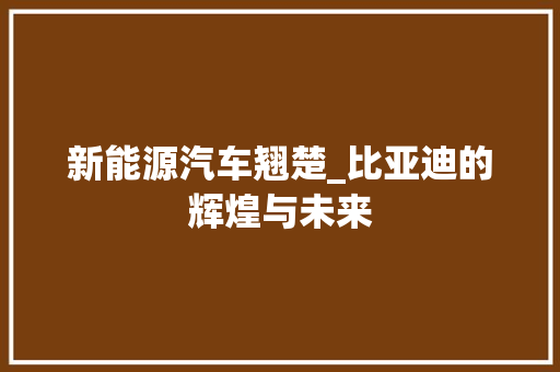 新能源汽车翘楚_比亚迪的辉煌与未来