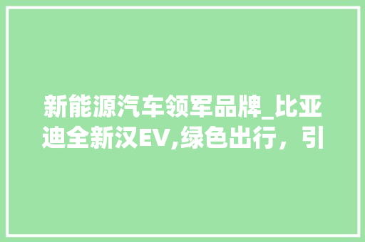 新能源汽车领军品牌_比亚迪全新汉EV,绿色出行，引领未来