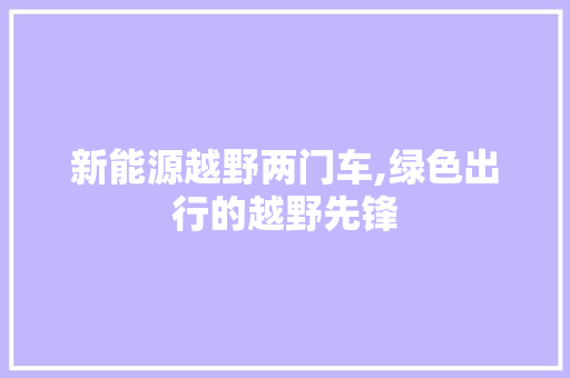 新能源越野两门车,绿色出行的越野先锋