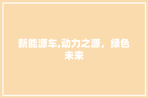 新能源车,动力之源，绿色未来
