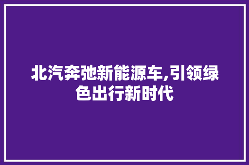 北汽奔弛新能源车,引领绿色出行新时代