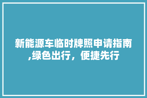 新能源车临时牌照申请指南,绿色出行，便捷先行
