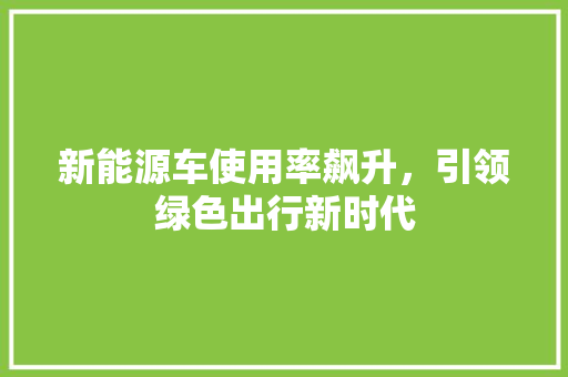 新能源车使用率飙升，引领绿色出行新时代