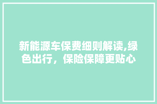 新能源车保费细则解读,绿色出行，保险保障更贴心