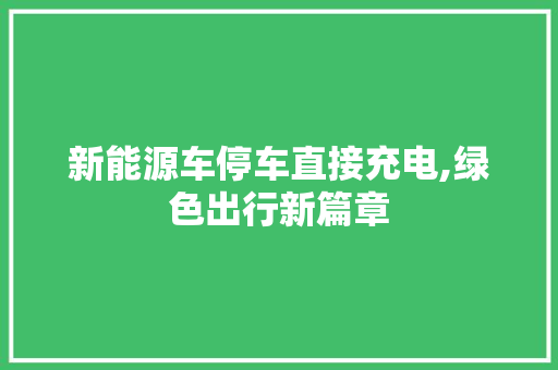 新能源车停车直接充电,绿色出行新篇章