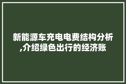 新能源车充电电费结构分析,介绍绿色出行的经济账
