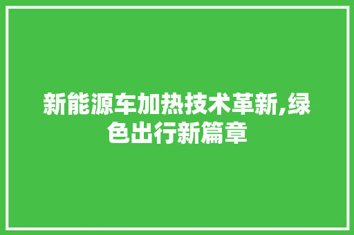 新能源车加热技术革新,绿色出行新篇章
