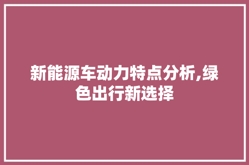 新能源车动力特点分析,绿色出行新选择
