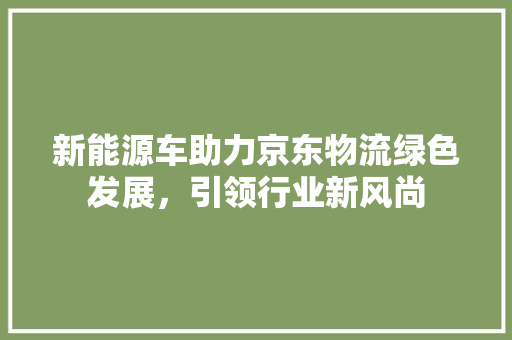 新能源车助力京东物流绿色发展，引领行业新风尚