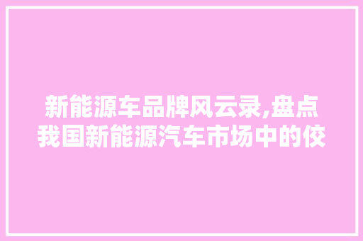 新能源车品牌风云录,盘点我国新能源汽车市场中的佼佼者 知识百科