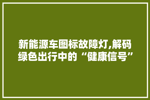 新能源车图标故障灯,解码绿色出行中的“健康信号”