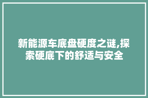 新能源车底盘硬度之谜,探索硬底下的舒适与安全