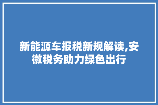 新能源车报税新规解读,安徽税务助力绿色出行