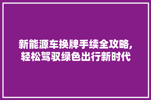 新能源车换牌手续全攻略,轻松驾驭绿色出行新时代 综合知识