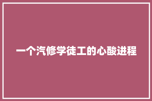 一个汽修学徒工的心酸进程