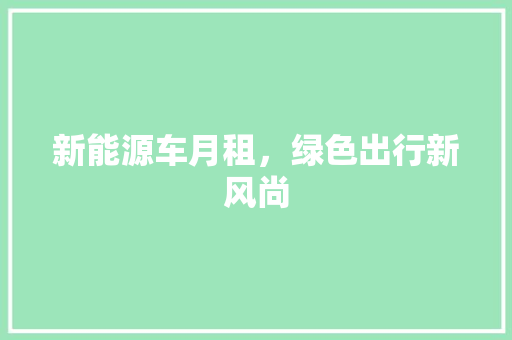新能源车月租，绿色出行新风尚