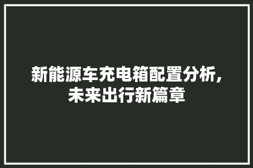 新能源车充电箱配置分析,未来出行新篇章