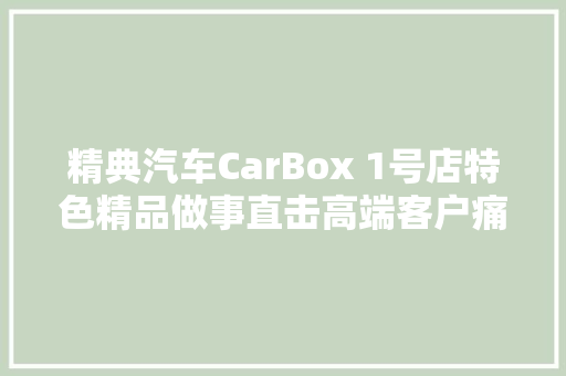 精典汽车CarBox 1号店特色精品做事直击高端客户痛点