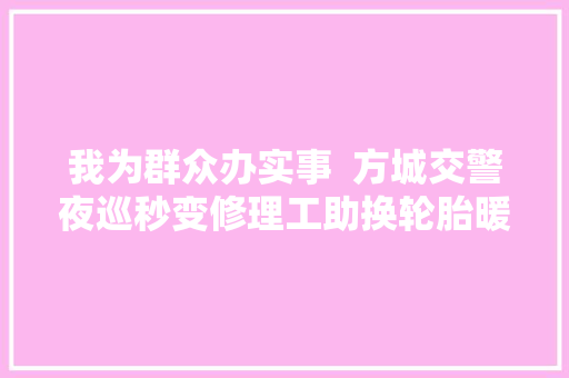我为群众办实事  方城交警夜巡秒变修理工助换轮胎暖人心