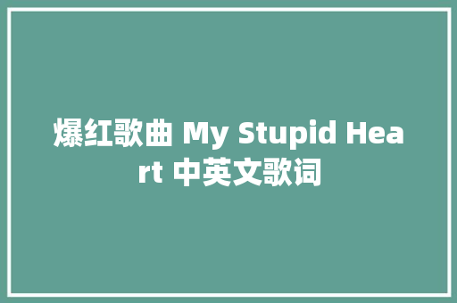 爆红歌曲 My Stupid Heart 中英文歌词