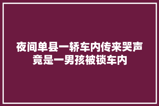 夜间单县一轿车内传来哭声竟是一男孩被锁车内 汽车知识
