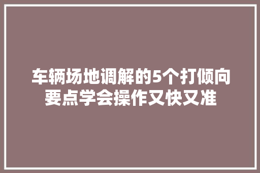 车辆场地调解的5个打倾向要点学会操作又快又准