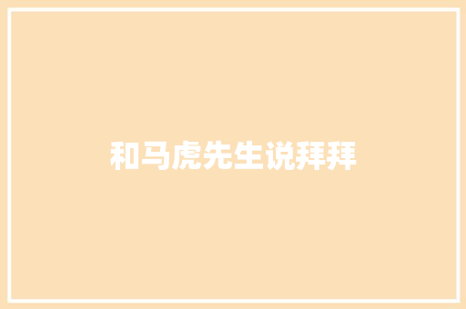 和马虎先生说拜拜