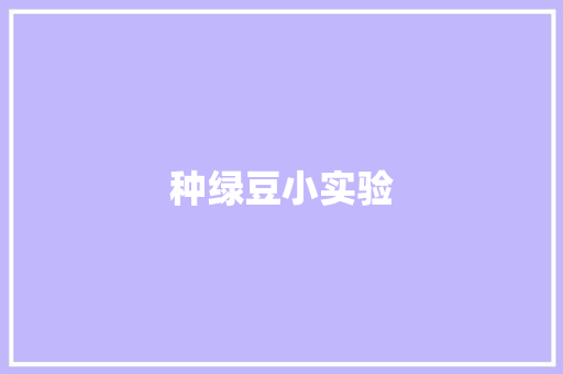 种绿豆小实验