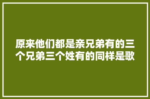 原来他们都是亲兄弟有的三个兄弟三个姓有的同样是歌坛大年夜佬