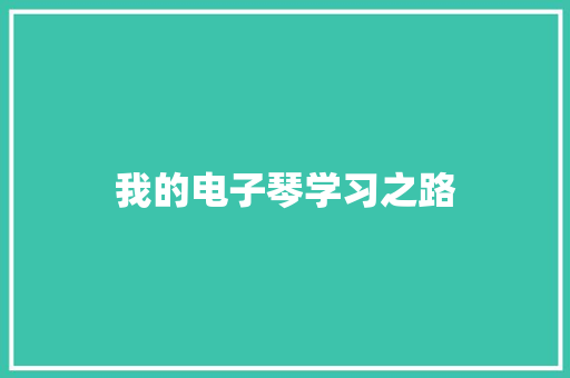 我的电子琴学习之路