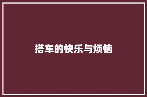 搭车的快乐与烦恼 知识百科