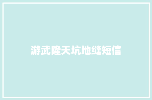 游武隆天坑地缝短信