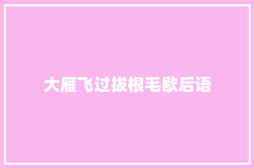 大雁飞过拔根毛歇后语 知识百科