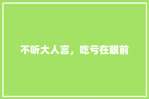 不听大人言，吃亏在眼前
