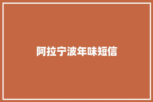 阿拉宁波年味短信