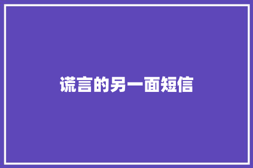 谎言的另一面短信