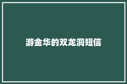 游金华的双龙洞短信 知识百科
