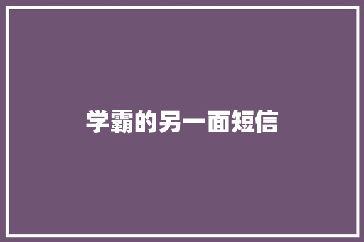 学霸的另一面短信