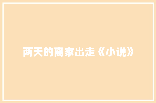 两天的离家出走《小说》
