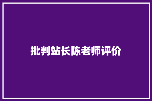 批判站长陈老师评价