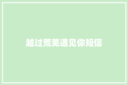 越过荒芜遇见你短信